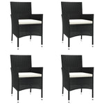 ZNTS 5 Piece Garden Bistro Set with Cushions Black Poly Rattan 3187441