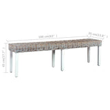 Bench 160 cm White Natural Kubu Rattan and Solid Mango Wood 285792