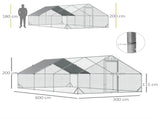 Large Hen Coop, Galvanised Walk In Chicken Run with Cover, 6 x 3 x 2m, Silver T3398P553219