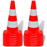 10 Reflective Traffic Cones Red and White 50 cm 141818