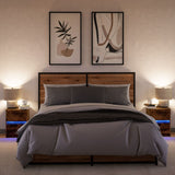 Bedside Cabinets with LED Lights 2 pcs Smoked Oak Engineered Wood 852042