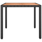 Garden Table with Wooden Top Black Poly Rattan&Solid Wood Acacia 319548