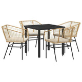 Garden Dining Set 5 pcs Brown Poly Rattan 3380912