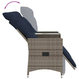 Reclining Garden Sofa 2-Seater with Table Grey Poly Rattan 365719