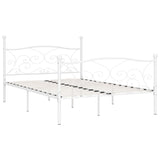 ZNTS Bed Frame without Mattress with Slatted Base White Metal 160x200 cm 284451