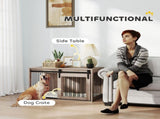 98cm Dog Crate Furniture with Removable Cushion for Large Dogs - Brown T3398P376381