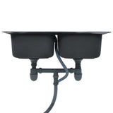 Kitchen Sink Double Basin with Strainer & Trap Stainless Steel 145074