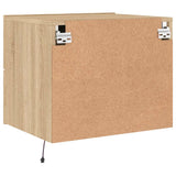 Wall-mounted Bedside Cabinet with LED Lights Sonoma Oak 836816