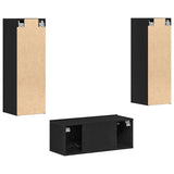 TV Cabinet Set Black Oak Engineered wood 3393226