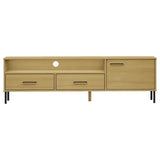 TV Cabinet with Metal Legs Brown Solid Wood Pine "OSLO 351027