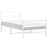 Metal Bed Frame without Mattress with Footboard White 107x203cm 355428