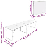 Foldable Camping Table Height Adjustable Aluminium 240 x 60 cm 41327