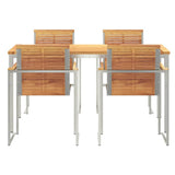 Garden Dining Set 5 pcs Solid Teak Wood and Stainless Steel 3334823