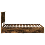 Storage Bed with Drawer Smoked Oak 140 x 200 cm Engineered Wood 3411205