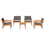 Bistro Set with Cushion 5 pcs Brown Polyester 3328620