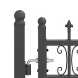 Fence Gate with Spear Top with Lock Grey 305 x 125 cm Steel 42009044