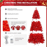 ZNTS 6 FT Artificial Christmas Tree with DIY 100 Warm Lights Battery Operated, 750 Branch Tips and Sturdy 77373624