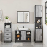 3 Piece Bathroom Furniture Set Grey Sonoma Engineered Wood 3301093