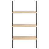 3-Tier Leaning Shelf Light Brown and Black 64x35x120,5 cm 336379