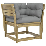 Garden Sofa Armrest with Cushions Impregnated Wood Pine 844698