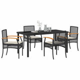Garden Dining Set with Cushion 5 pcs Black Rattan 3380816