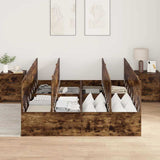 Bed Frame with Storage Smoked oak 140 x 190 cm Engineered wood 3335433