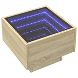 ZNTS Side Table with LED Sonoma Oak 40x40x30 cm Engineered Wood 847499