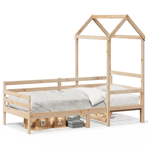 ZNTS Day Bed with Roof without Mattress 90x200 cm Solid Wood 3282202