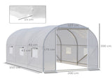 3.5 x 2 x 2 m Polytunnel Greenhouse, Walk-in Green House for Garden with Mesh Windows, Galvanised T3398P310902