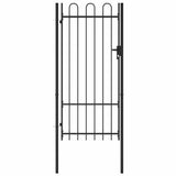 Fence Gate "BOXTEL" Single Door with Arched Top Steel 1x2 m Black 145744