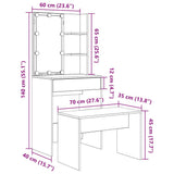 Dressing Table Set with LED Artisan Oak Engineered Wood 3329188