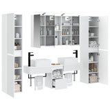 Bathroom Furniture Set 6 pcs White Engineered Wood and Glass 3407191
