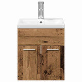 Bathroom Furniture Set with Door 3 pcs Old Wood Engineered Wood 3332536