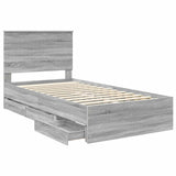 Bed Frame with Drawer Grey Sonoma 100 x 200 cm Engineer Wood 3411150