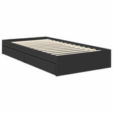 Storage Bed with Headboard Black 100 x 200 cm Engineered Wood 3410827