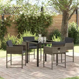 Garden Dining Set with Cushion 5 pcs Grey Poly Rattan 3380012