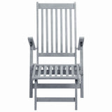 Sun Lounger Grey Wash Acacia Hardwood Full-Length Foldable 45957