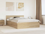 Bed Frame Sonoma Oak 140 x 190 cm Engineered Wood 3408573