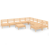 10 Piece Garden Lounge Set Solid Wood Pine 3083259