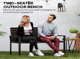 2 Seater Rattan Garden Bench, Outdoor Bench Quick-Drying Cotton Padding, Wicker Garden Loveseat T3398P317663