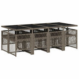 9 Piece Garden Dining Set with Cushions Grey Poly Rattan 3210740