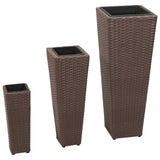 Garden Raised Beds 3 pcs Poly Rattan Brown 40535