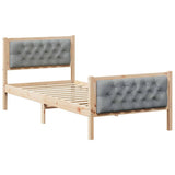 Bed Frame with Headboard Light Grey 90 x 190 cm Solid Pine Wood 878434
