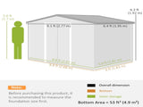 9 x 6ft Metal Bicycle Shed, Outdoor Storage Tool House with Ventilation Slots, Foundation Kit and T3398P377668