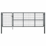 Garden Gate with Posts Steel 350x100 cm Anthracite 144399