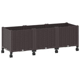 Garden Planter with Wheels Brown 120 x 40 x 44 cm PP 3423046
