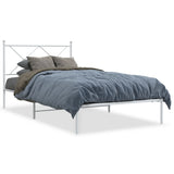 Metal Bed Frame without Mattress with Headboard White 100x190cm 376545