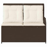 Garden Bench with Cushion Black and Cream White Poly Rattan 3394441