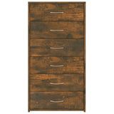 Sideboard with 6 Drawers Smoked Oak 50x34x96 cm Engineered Wood 815363