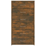 Sideboard with 6 Drawers Smoked Oak 50x34x96 cm Engineered Wood 815363